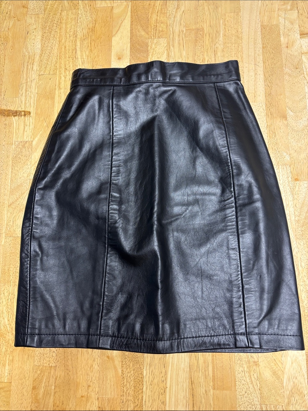 VTG Wilsons Suede & Leather Black Paneled Pencil Skirt Size 2 Made in USA 90s